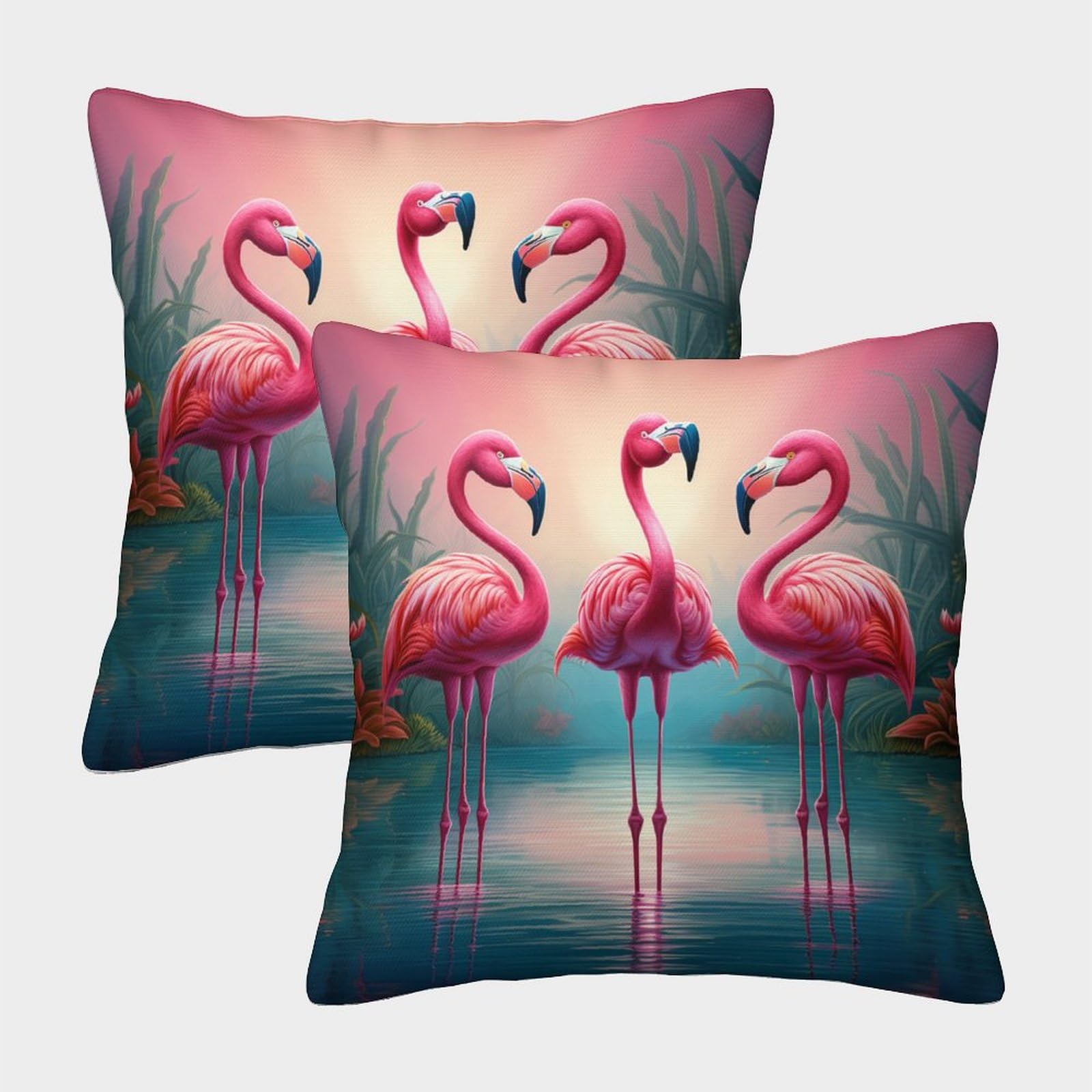 Kkpbhtyvg Style-14 Flamingo Cushion Cover 2 Pack Decorative Machine Washable Pillowcases Square Cushions With Invisible Zipper Cushion Covers For Sofa Car Bed Outdoor Decor Throw Pillow Cases 40X40cm
