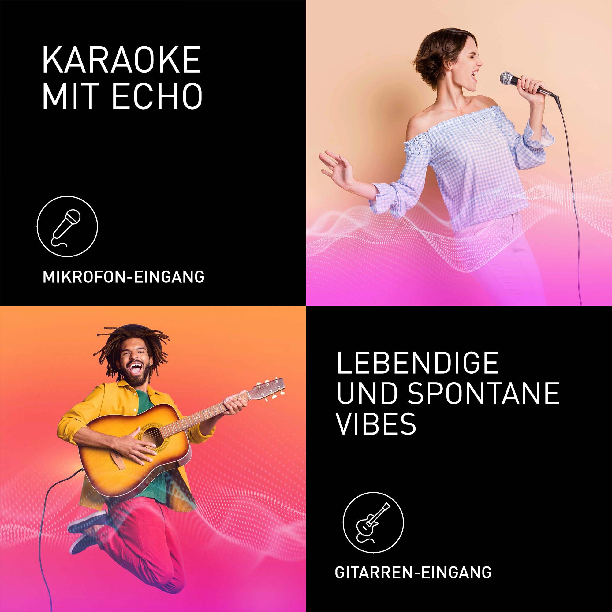 Panasonic SC-BMAX10E-K Tragbarer Party-Lautsprecher mit Bluetooth, integrierter Beleuchtung, 150 W, USB, optischem Eingang für TV, Gitarren- & Mikrofoneingängen für Karaoke, Schwarz