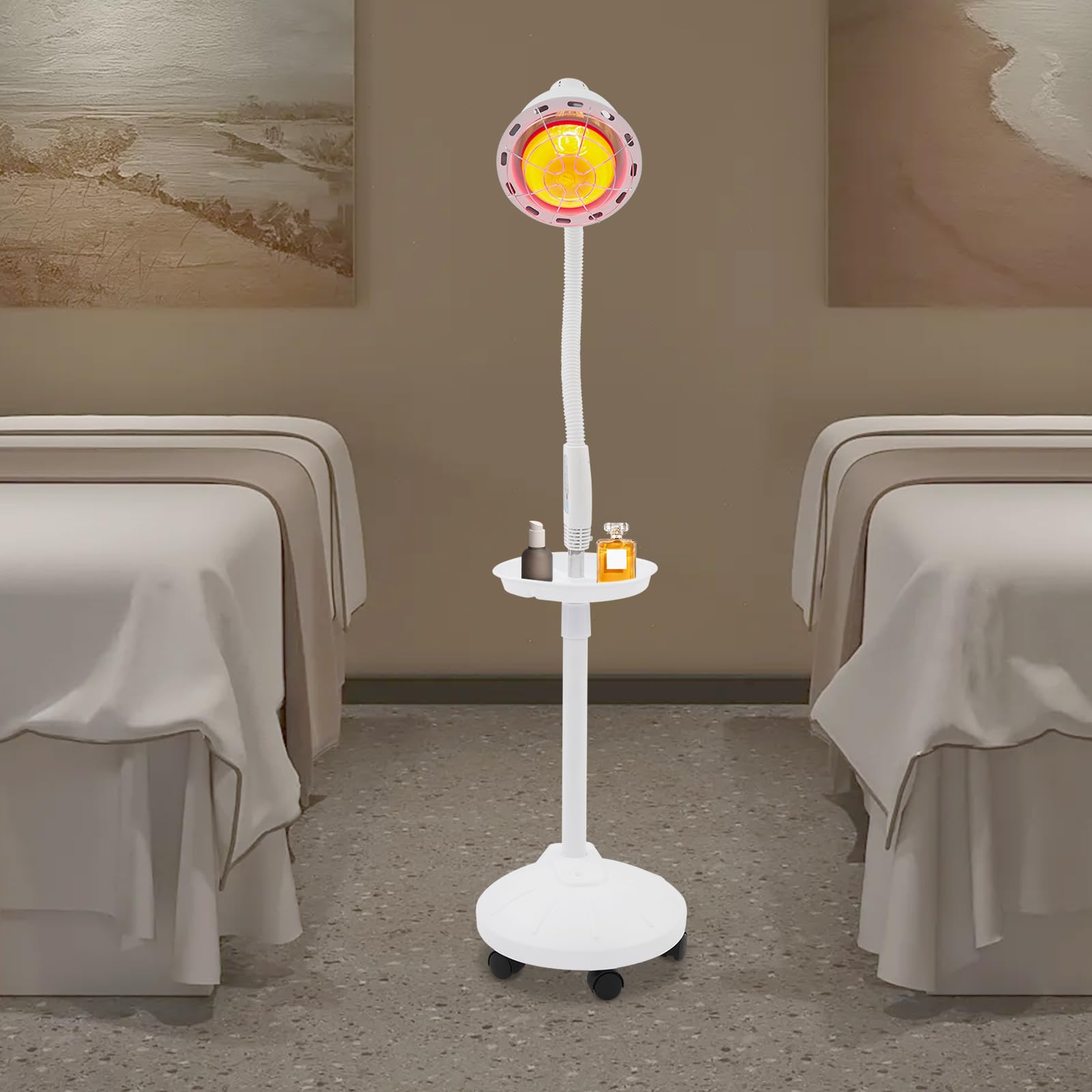 Lampa podczerwieni, 275 W, promiennik podczerwieni z elastycznym ramieniem, regulacja temperatury i wysokości