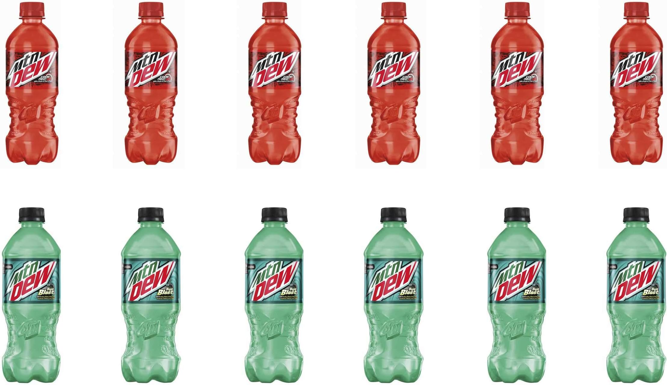 LUV BOX - Variety Mtn Dew pack , 20 oz Bottles , pack of 12 ,Code Red , Baja Blast LTO