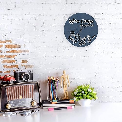 Miniatura 10 de ArogGeld Reloj de madera con texto en inglés "Who Cares I'm Retire", decorativo, de madera, reloj de pared para verano, playa, costero, silencioso,