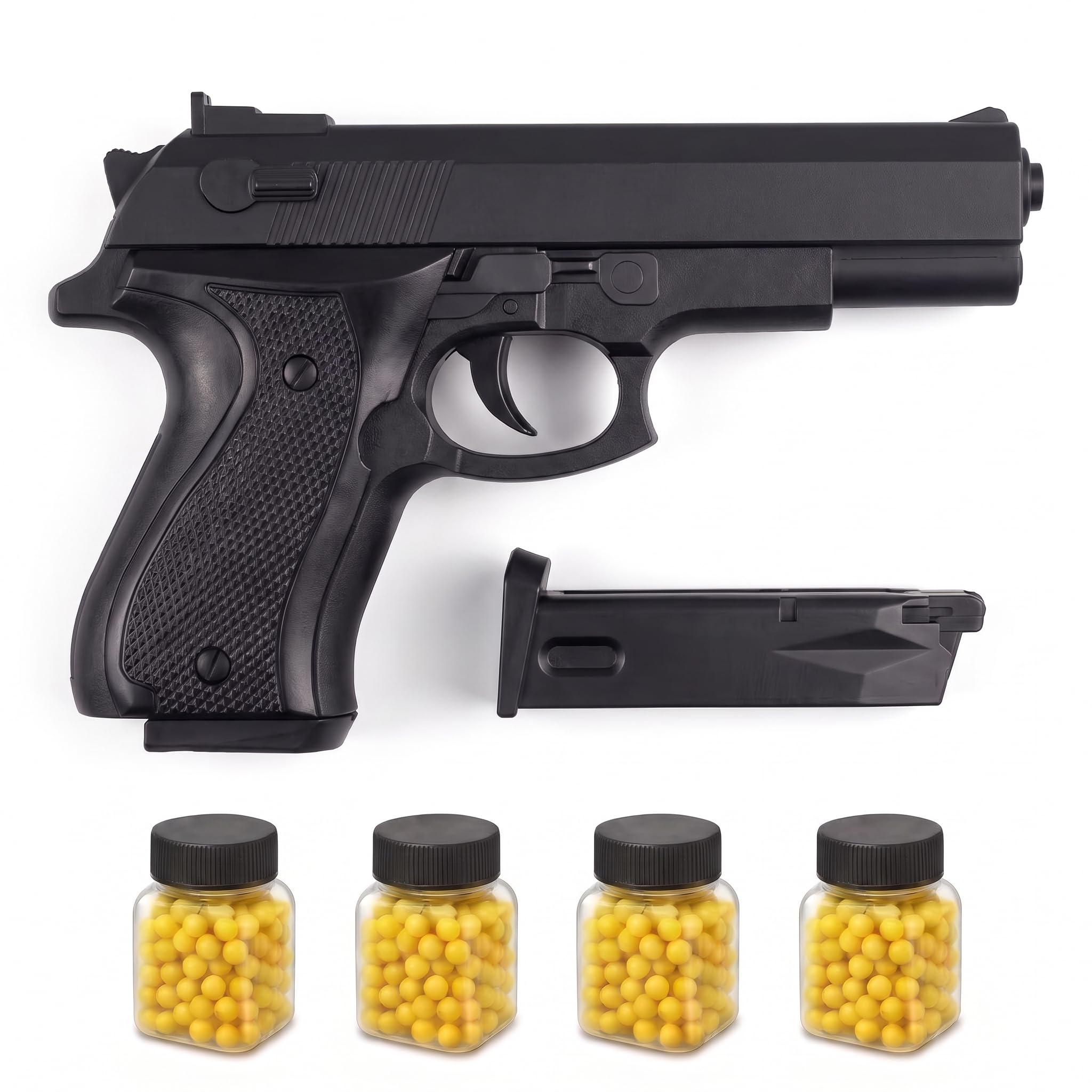 Velinor P729 Pull Back Spring Gun Toy Gun Set, 200 Plastic Ammo | Kids 6-12, Long Range BB Shooting Pistol, Removable Magazine, Teens and Adults-image-20