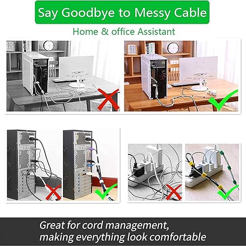 Miniatura 5 de NICEKEY Cinta de fijación reutilizable de 34 pulgadas de doble cara de nailon para gestión de cables de alimentación de 65 pies