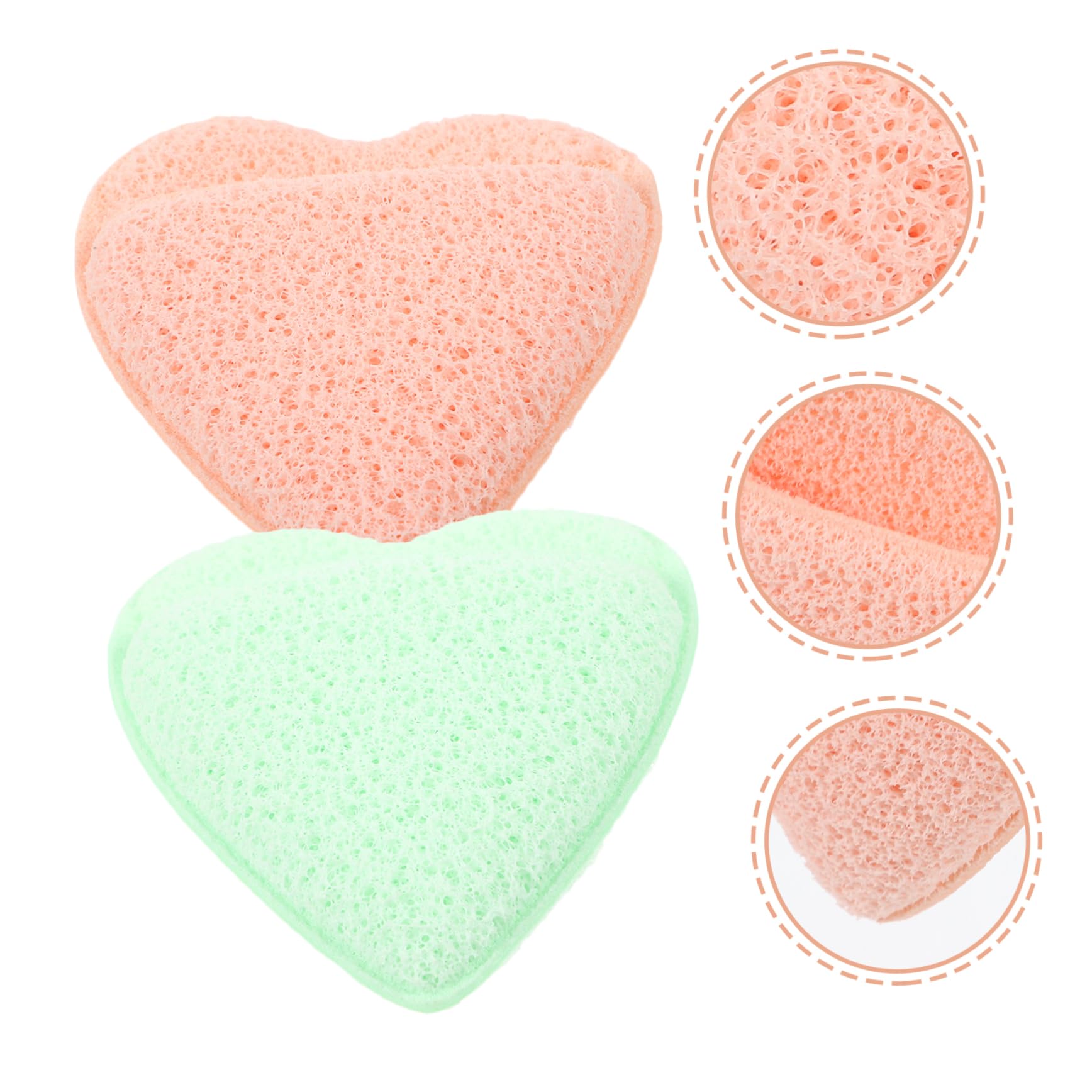 Anneome 2Pcs Face Wash Sponges Reusable Facial Scrubbers for Deep Cleansing Exfoliating Cute Heart Design for Makeup Removal Daily Skincare Routine