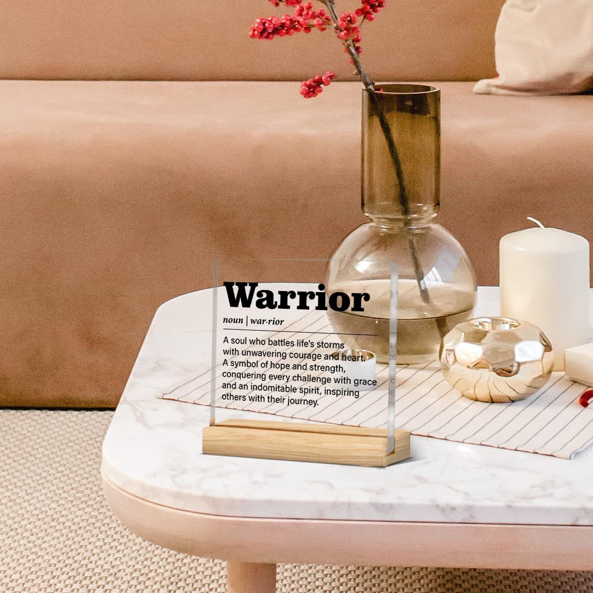 Inspirational Cancer Gift Recovery Get Well Gifts for Men Women, Cancer Survivor Gifts Warrior Definition Acrylic Desk Plaque Sign Home Decor - Image 4