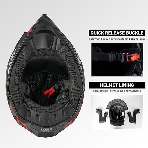 Miniatura 6 de SPARK - Casco de motocross para adultos, casco para bicicleta todoterreno, motocicleta de cara completa, bicicleta de montaña, E-Bike, BMX, MX, ATV,