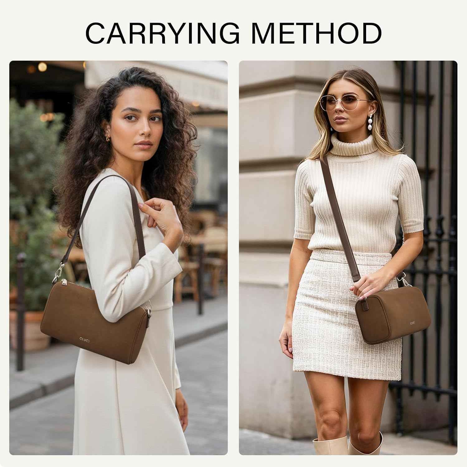 CLUCI Crossbody Purses for Women,Minimalist Barrel Purse,Designer Barrel Bag with 2 Detachable Straps - Image 2