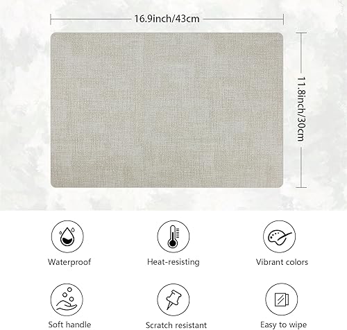 Miniatura 3 de Juego de 6 manteles individuales de piel sintética resistentes al calor, impermeables, a prueba de aceite, lavables, reversibles, antideslizantes,