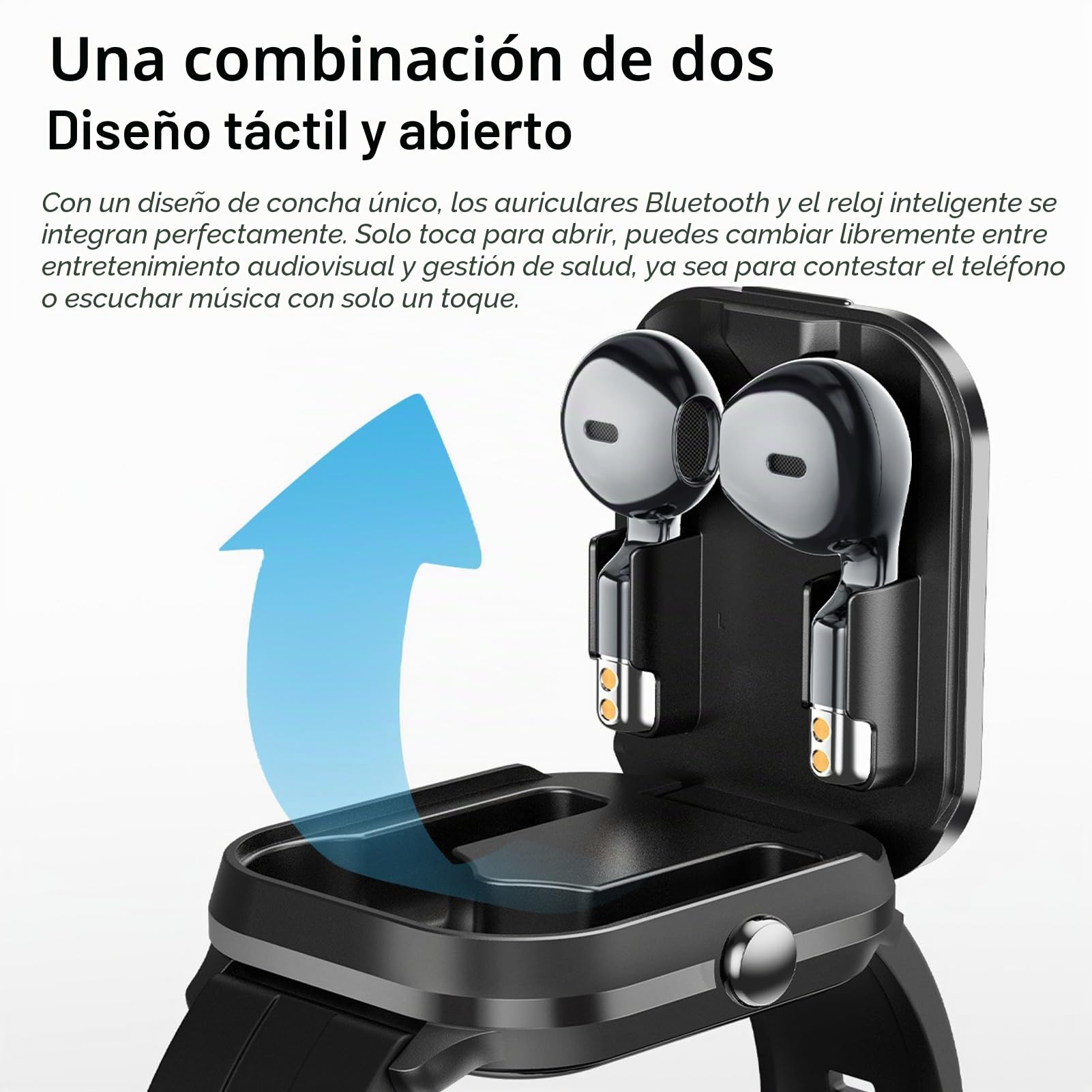 Denash Reloj Inteligente con Auriculares, Inalámbricos Pulsera de Actividad 2 en 1, 2,01 Pantalla HD, Rastreador de Ejercicios,NFC, Oxígeno en Sangre Monitor de sueño para Android e iOS