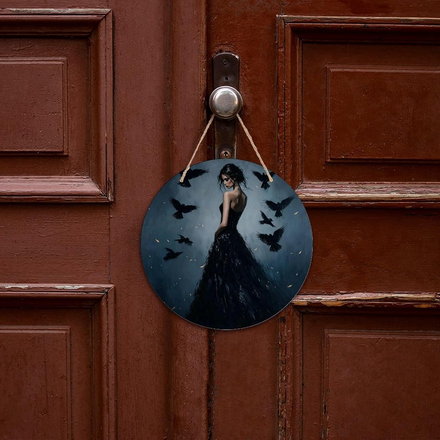 Crow and Woman Painting Wood Painting