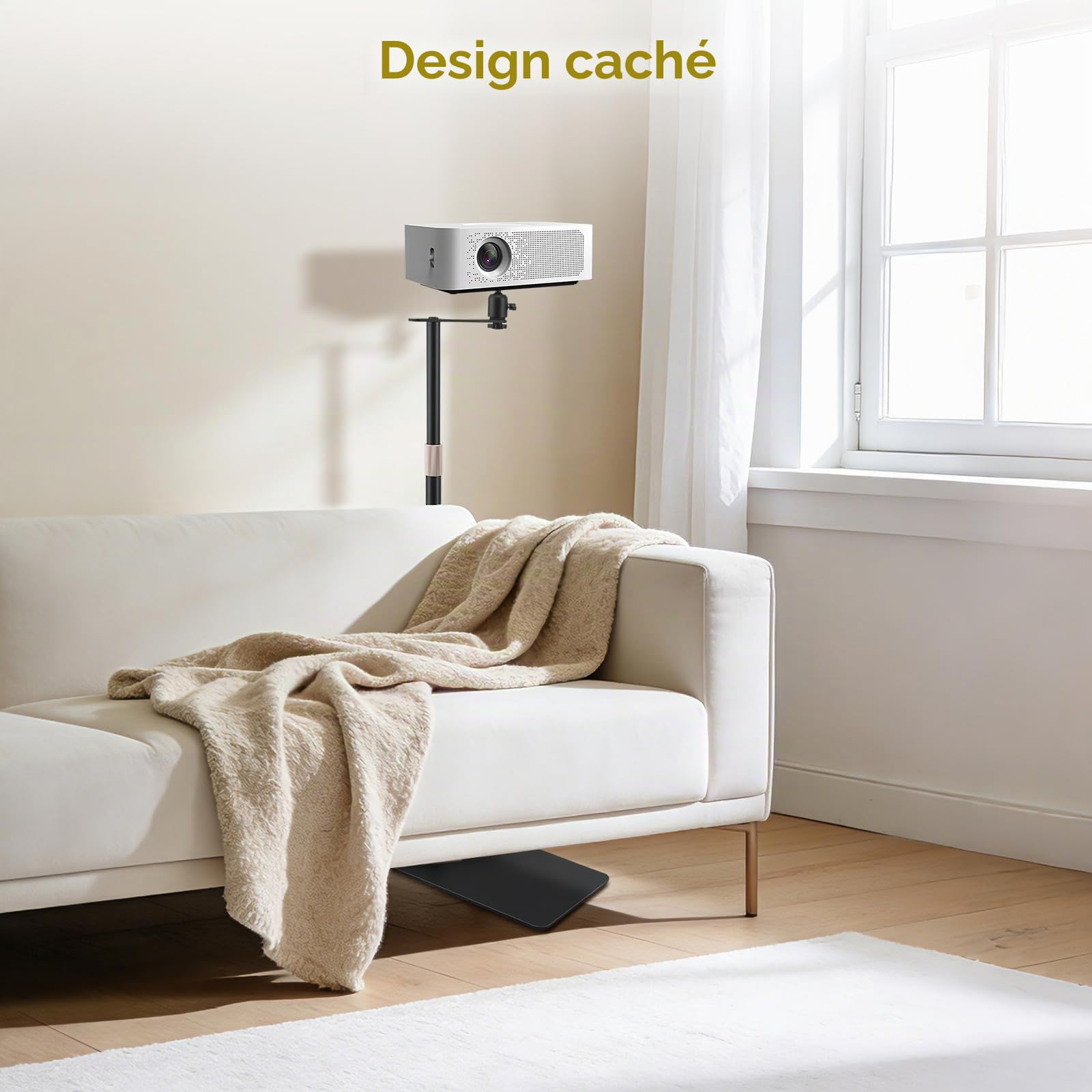 Support pour Vidéoprojecteur, Pied avec Rotation 360°, Derrière Canapé Contre le Mur, Charge 5kg, Hauteur Réglable 30-130cm, Projector Stand pour Maison, Bureau, Extérieur