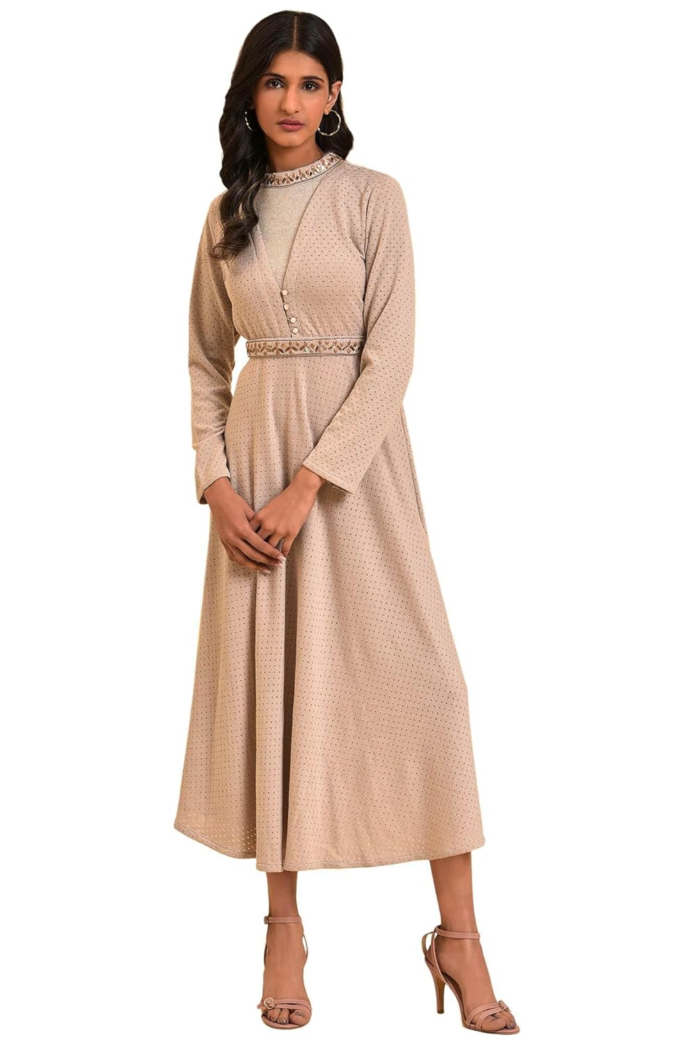 W for Woman Women Fit and Flare Calf Length Winter Dress W for Woman Women Fit and Flare Calf Length Winter Dress