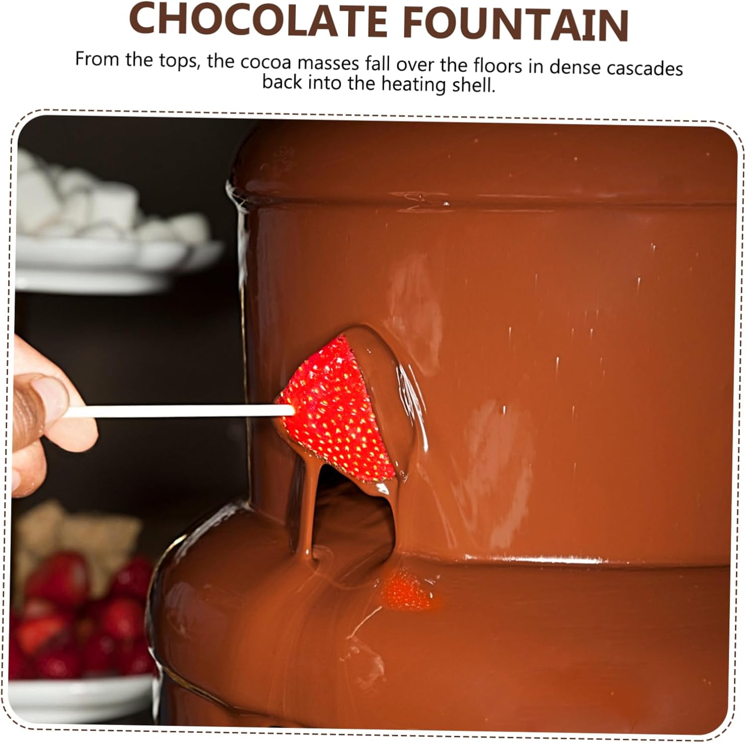 Three Chocolate Fountain Machine for Parties Easy to Use Fondue Maker with Temperature Melts Milk Chocolate for Entertaining Guests at Weddings Gatherings
