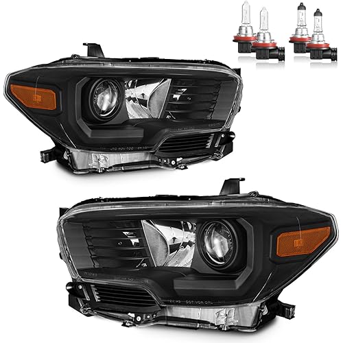 Headlights Assembly for 2016-2023 Toyota Tacoma (Does NOT fit models with factory LED DRL; factory halogen models ONLY) Headlamp Replacement (Bulbs included)