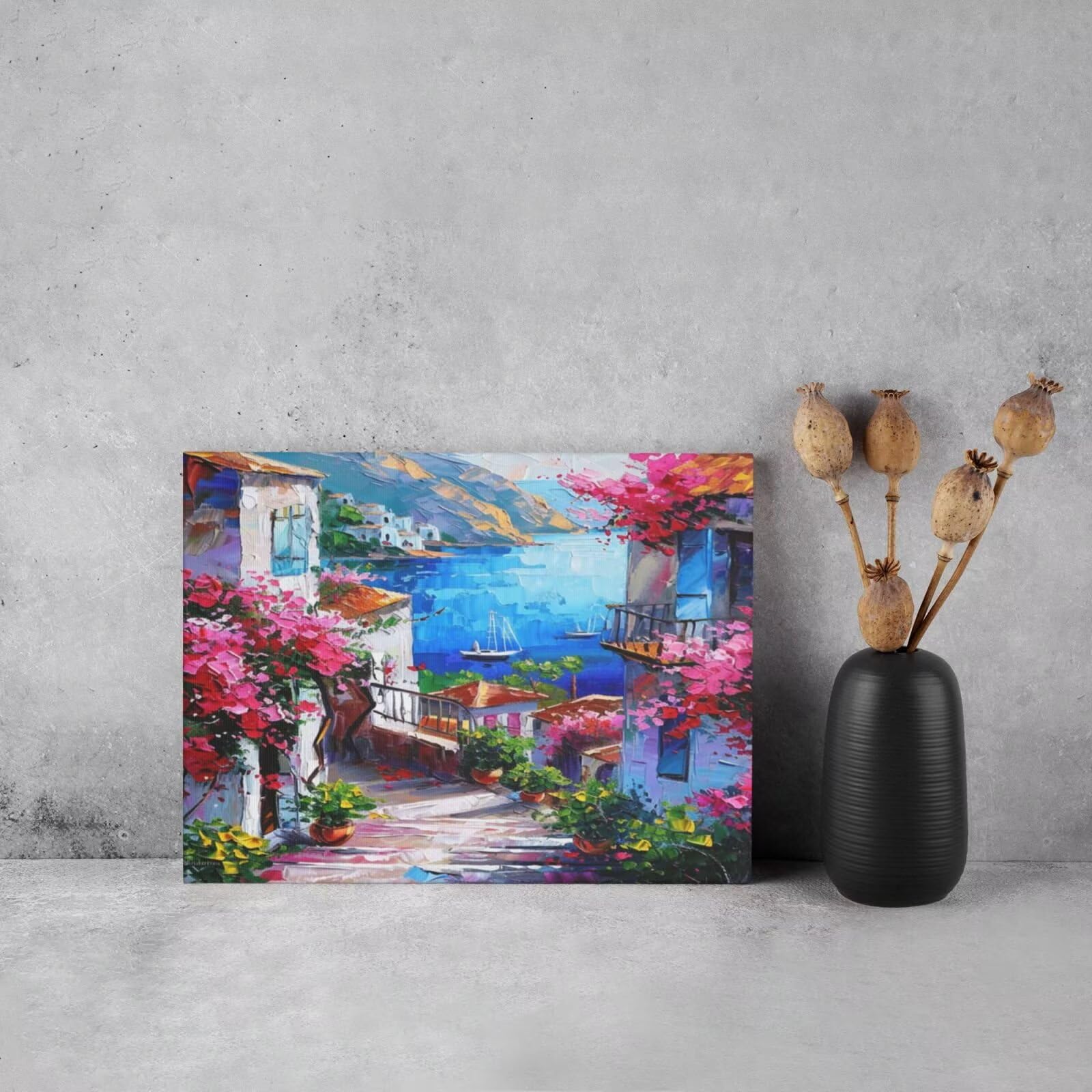 Kit per pittura con numeri per adulti, per principianti, pittura acrilica con 6 pennelli, pittura ad olio per decorazione da parete (100 x 75 cm, senza cornice) MK120