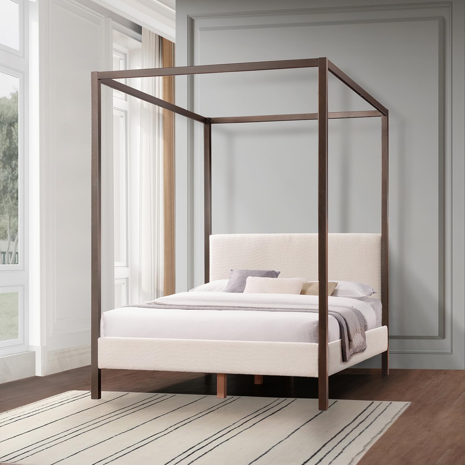 Normsman Pelican Canopy Platform Bed - Pearl White - Queen (Box 1 of 3 and 2 of 3 Only)