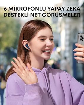 Soundcore P40i Kulak İçi Bluetooth Kulaklık, Uyarlanabilir Gürültü Engelleme, 60 Saat Çalma Süresi, 2'si 1 Arada Şarj Kutusu ve Akıllı Telefon Standı, IPX5 Su Geçirmez, Kablosuz Şarj, Mavi - A3955