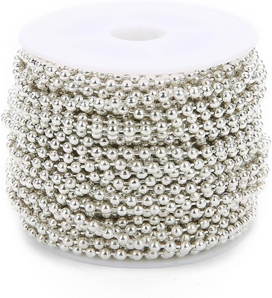 Ball chain, 30yards Round Bead Chain Connector for DIY Jewelry Making Bracelet for(Silver,2.4mm)