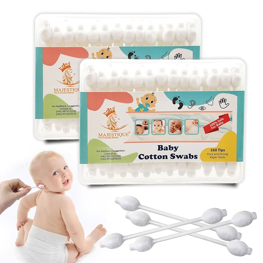 Baby Cotton Swabs, Baby Cotton With Large Tips For Children Organic Cotton White Paper Sticks Children Cotton Buds 55 Paper Boxes 1 2 3 4 5 6 7pcs