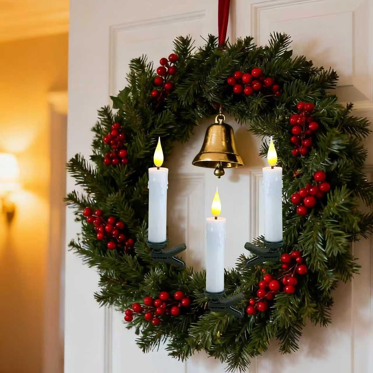 10 candele a LED ricaricabili senza fiamma con stoppino bianco 3D, con clip rimovibili, telecomando a 8 tasti con timer, luce bianca calda per decorazioni natalizie
