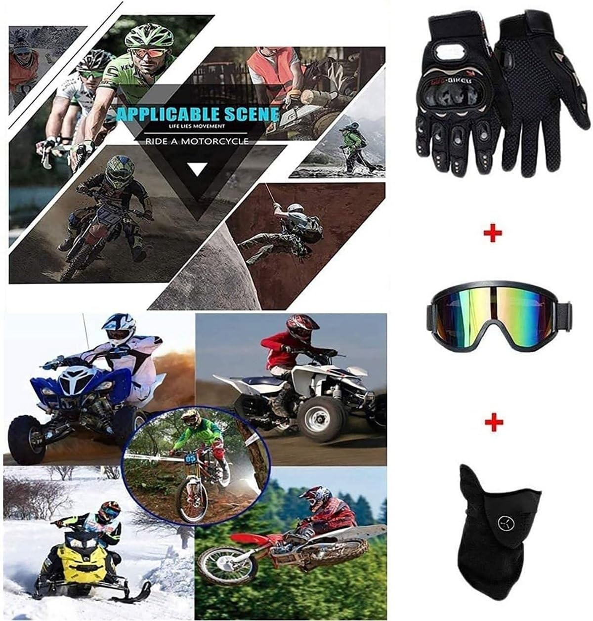 Casco Motocross Integrale Gioventù Bambini, MTB BMX Downhill Quad Bike Enduro Casco con Occhiali Maschera Guanti, Adulto Unisex MTB Moto Casco ATV