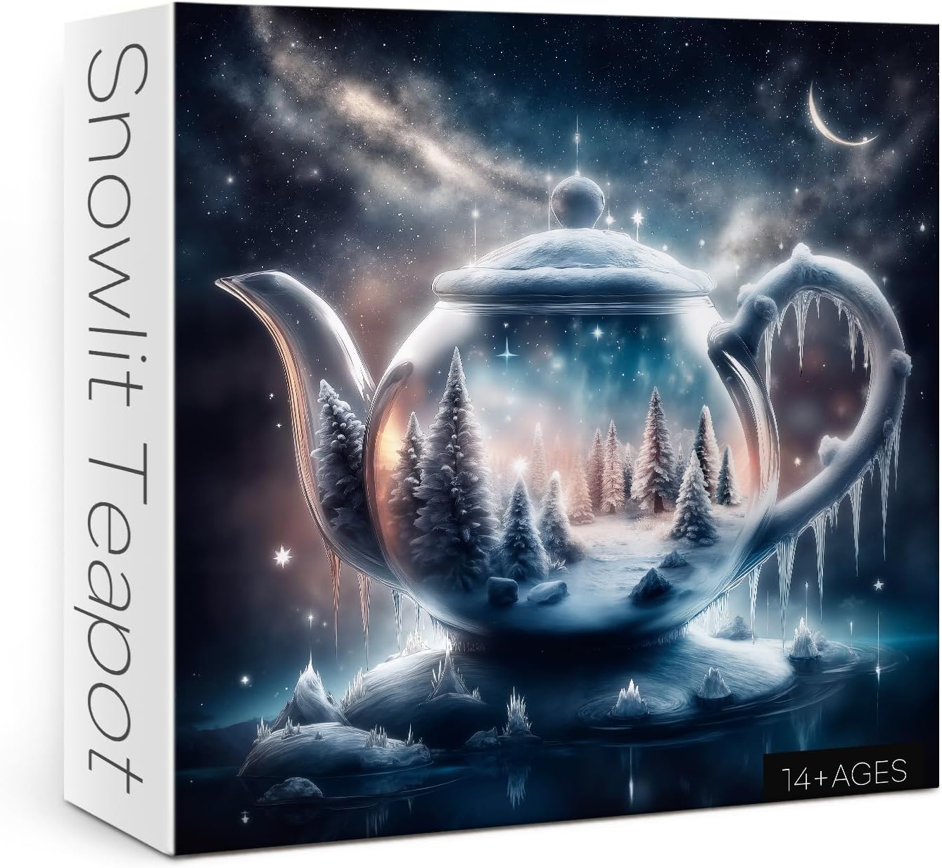Snow Winter Landscape Puzzles for Adults 1000 Pieces, Tree Mountain Scenic Jigsaw Puzzles, Train Northern Lights Lens Puzzle