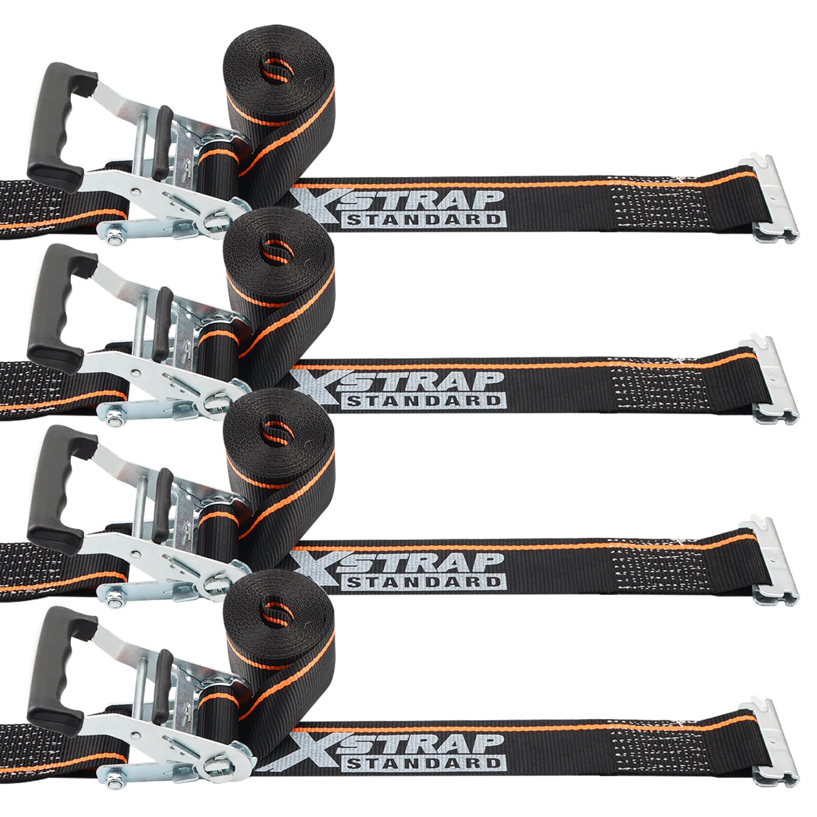 XSTRAP STANDARD E-Track Ratschengurte, 5,1 x 40,6 cm, 2 kg, Bruchfestigkeit, robuster Umzugsgurt, LKW, Anhänger, Motorräder, Kajaks, Dach, 4 Stück