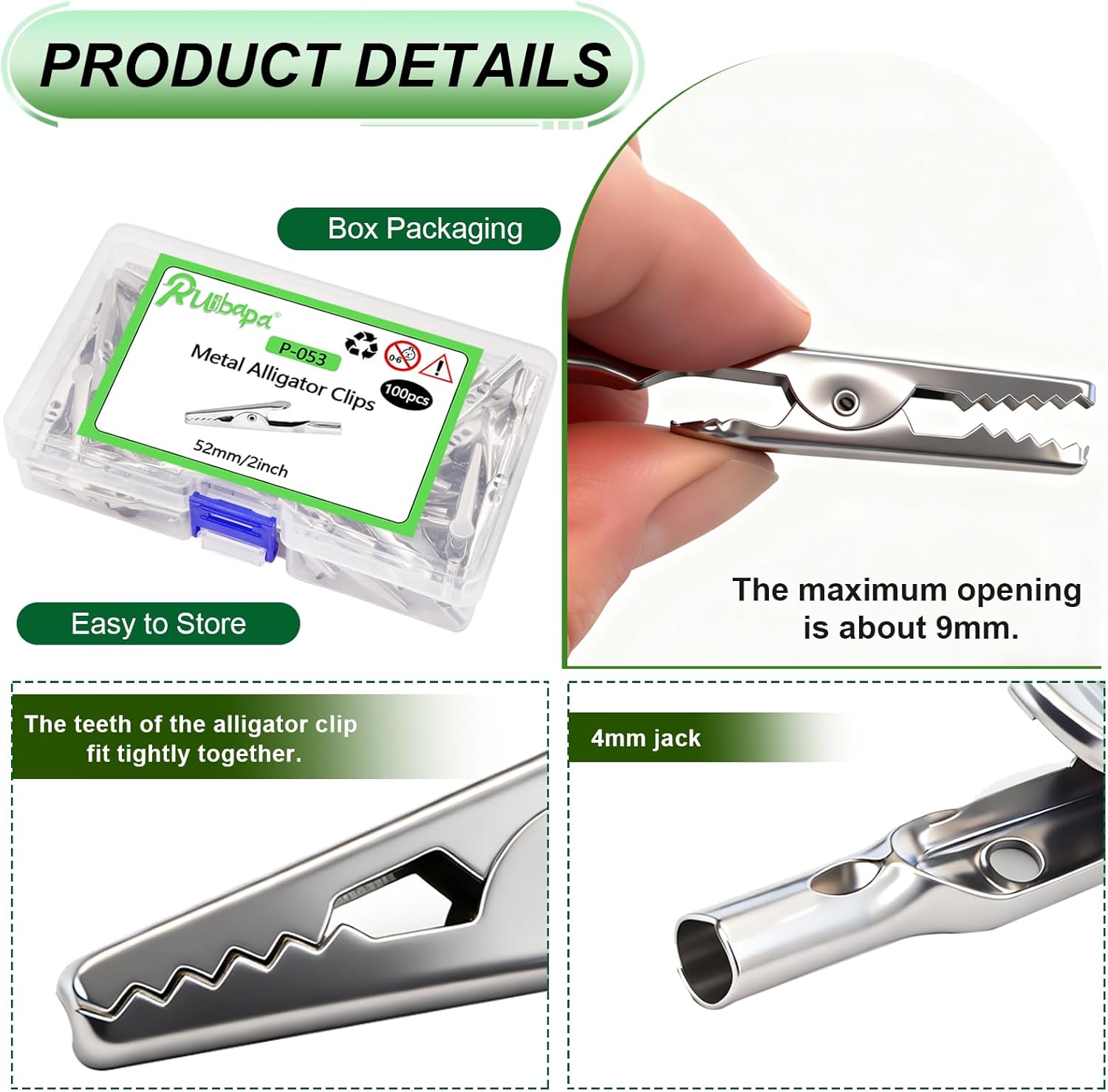 100 pcs Metal Alligator Clips 52 mm for Household Soldering and Electrical Test Tools - Image 3