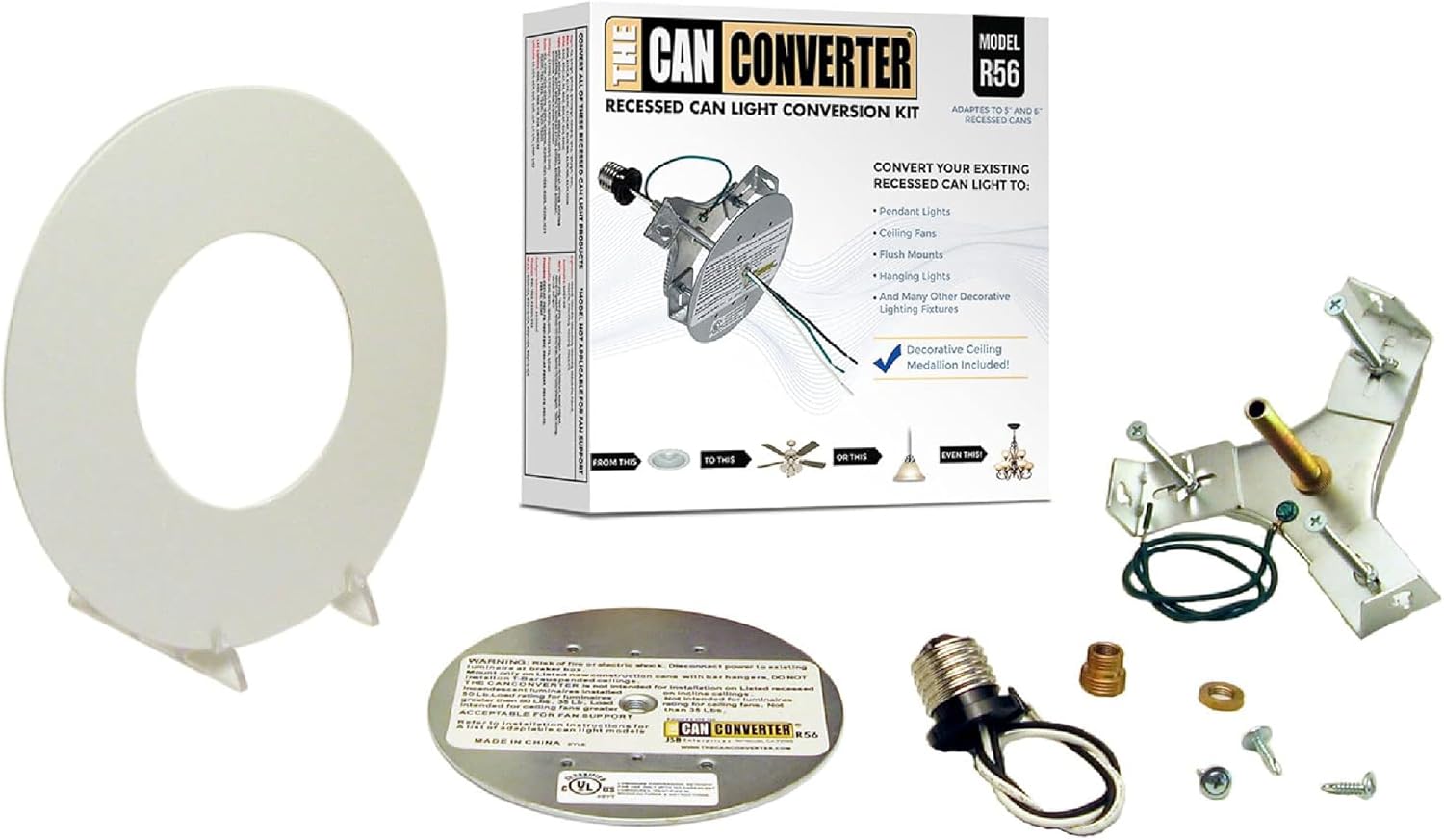 The Can Converter R56, Recessed Can Light Conversion Kit, for Ceiling
