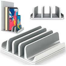 Multiple Laptop Holder Vertical - Adjustable Laptop Vertical Stand Holds 5 Devices, Fits All MacBook, Laptop, Tablet, MobileUp to 17.3" Close-up Light Vertical Laptop Stand for Desk