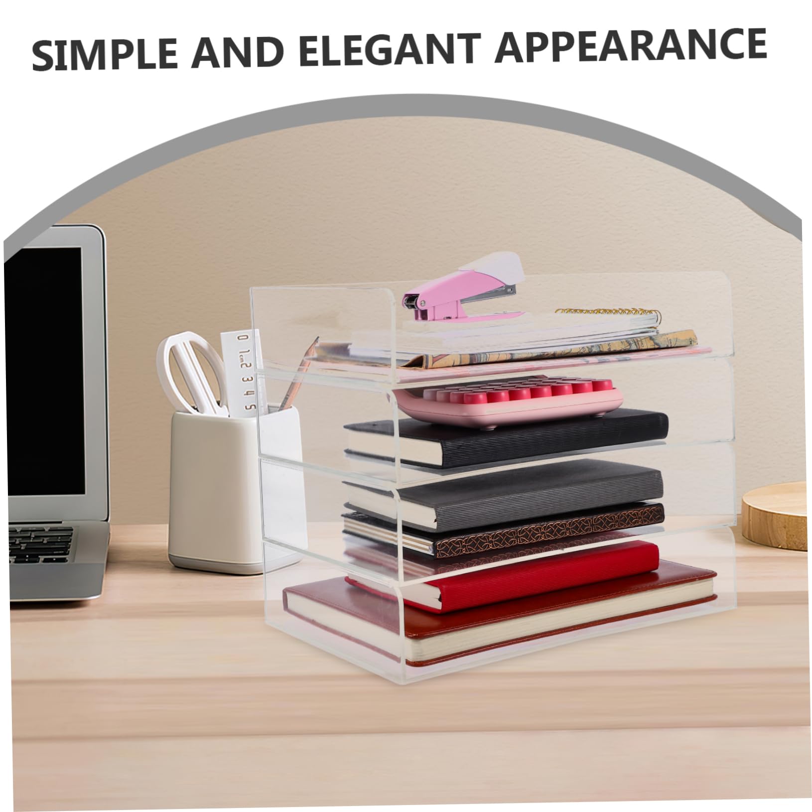 Bureau en acrylique – Bac à documents empilable pour fournitures de bureau à domicile, porte-documents, lettres et papier, solution de rangement élégante pour un espace de travail efficace