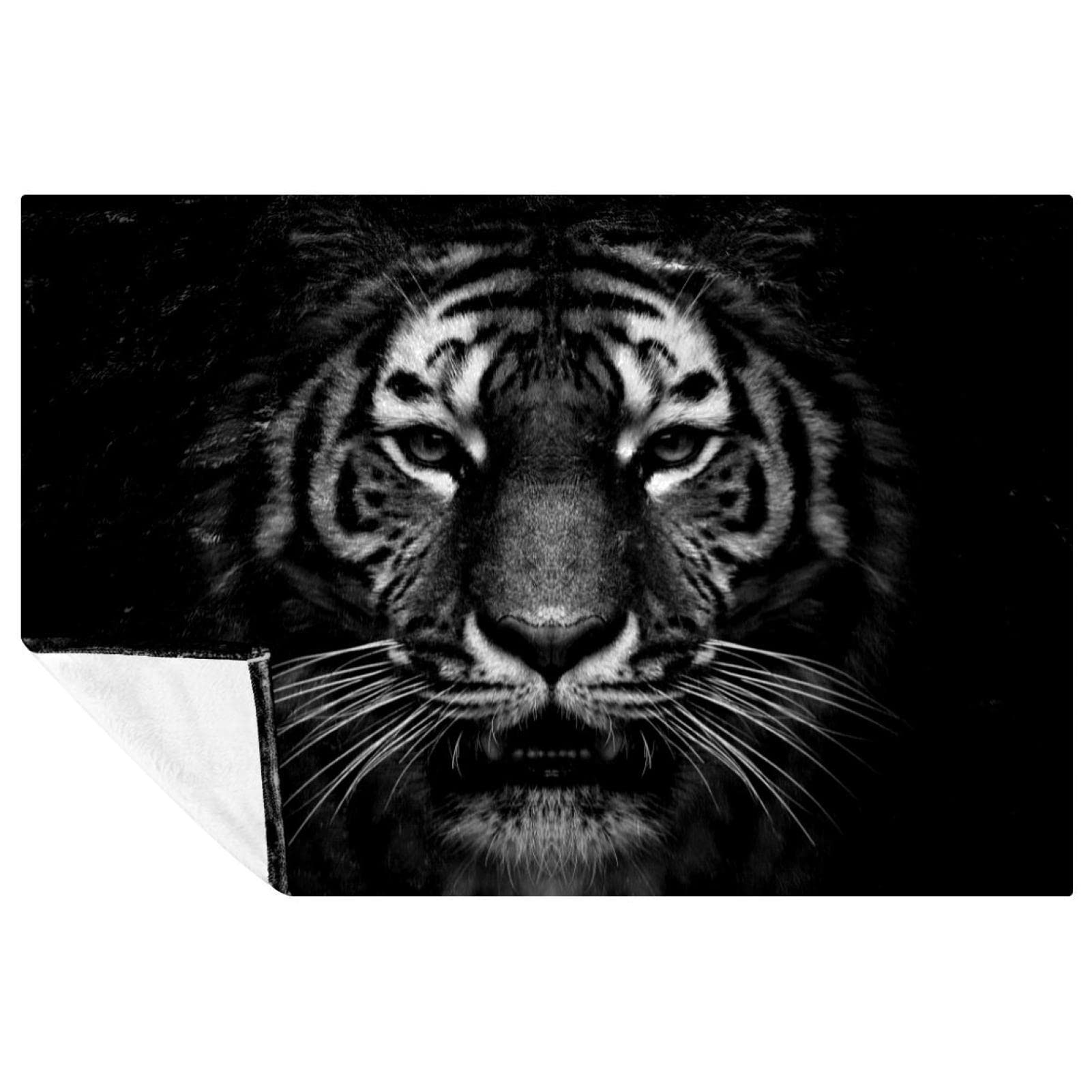 Jeté de lit tigre noir plaid de pique-nique et camping doux 150x100 cm
