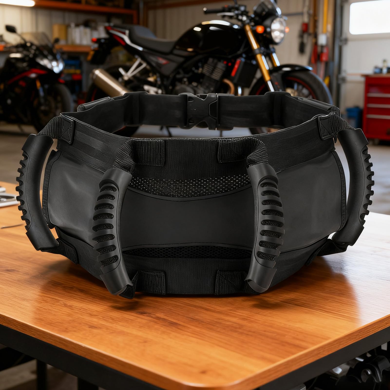 Maniglie per passeggero per moto - Impugnature regolabili con cintura in vita sicura, comodo supporto per il sedile posteriore per stabilità e sicurezza durante la guida | Per ciclisti bambini adulti