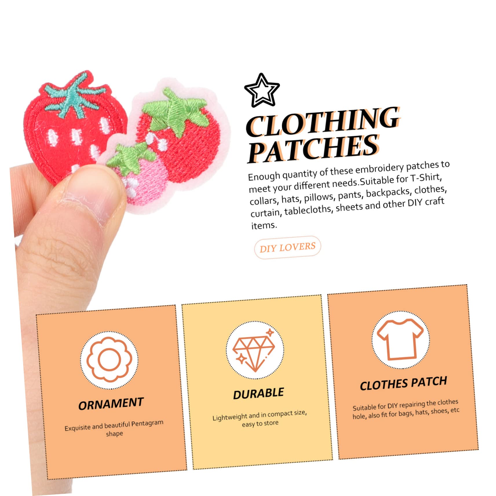 Angoily 100 Pezzi Toppe Termoadesive Fragola per Abbigliamento Patch Decorativa per Riparazioni e Diy su Vestiti Jeans Borse e Accessori