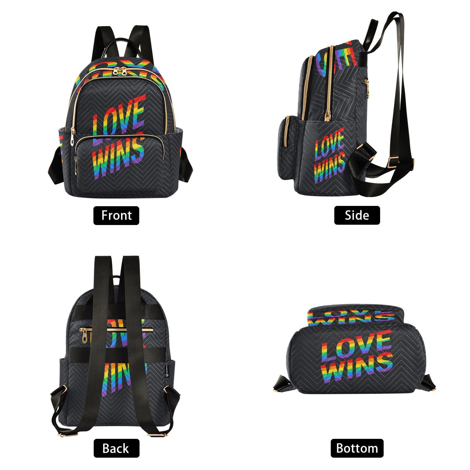 Senya Fashion Mini Backpack Purse - Casual Daily Pride Rainbow for Travel & College Work