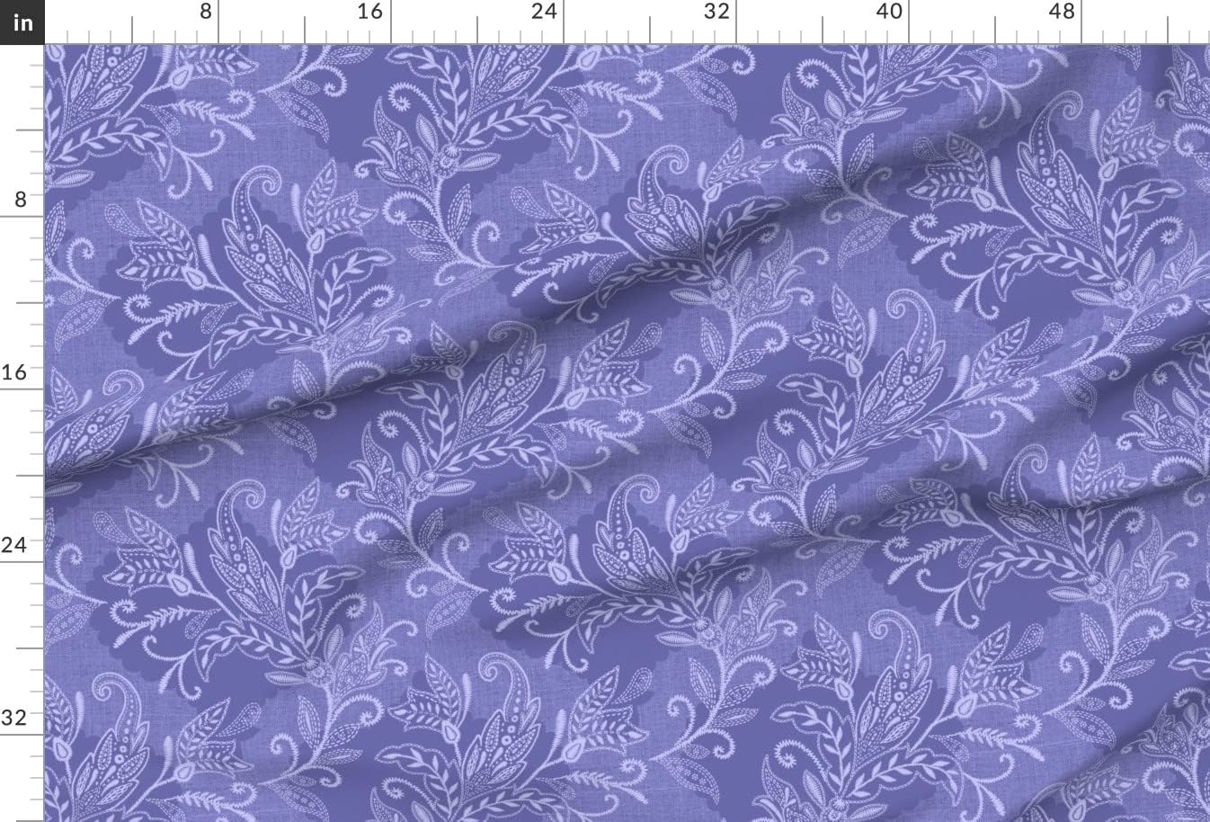 Spoonflower Fabric - Periwinkle Ornate Swirls Floral Monochromatic Printed on Upholstery Velvet Fabric Fat Quarter - Upholstery Home Decor Bottomweight Apparel