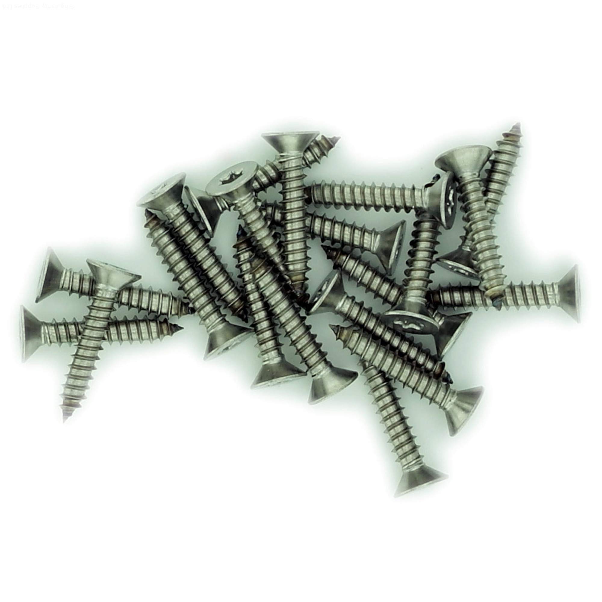 Singularity Supplies Silver No.6 X 1.25 (3.5Mm X 32Mm) Tx Countersunk Self-Tapping Screw - Stainless Steel (A2) (Pack Of 20)