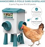 CHAMUTY Mangeoire Poules Anti Nuisible, Abreuvoir Poules Automatique 7 litres avec Pieds, Flotteur Filtré, Tuyau en Acier Inoxydable de 1,5 m, Distributeur Eau Automatique - 2