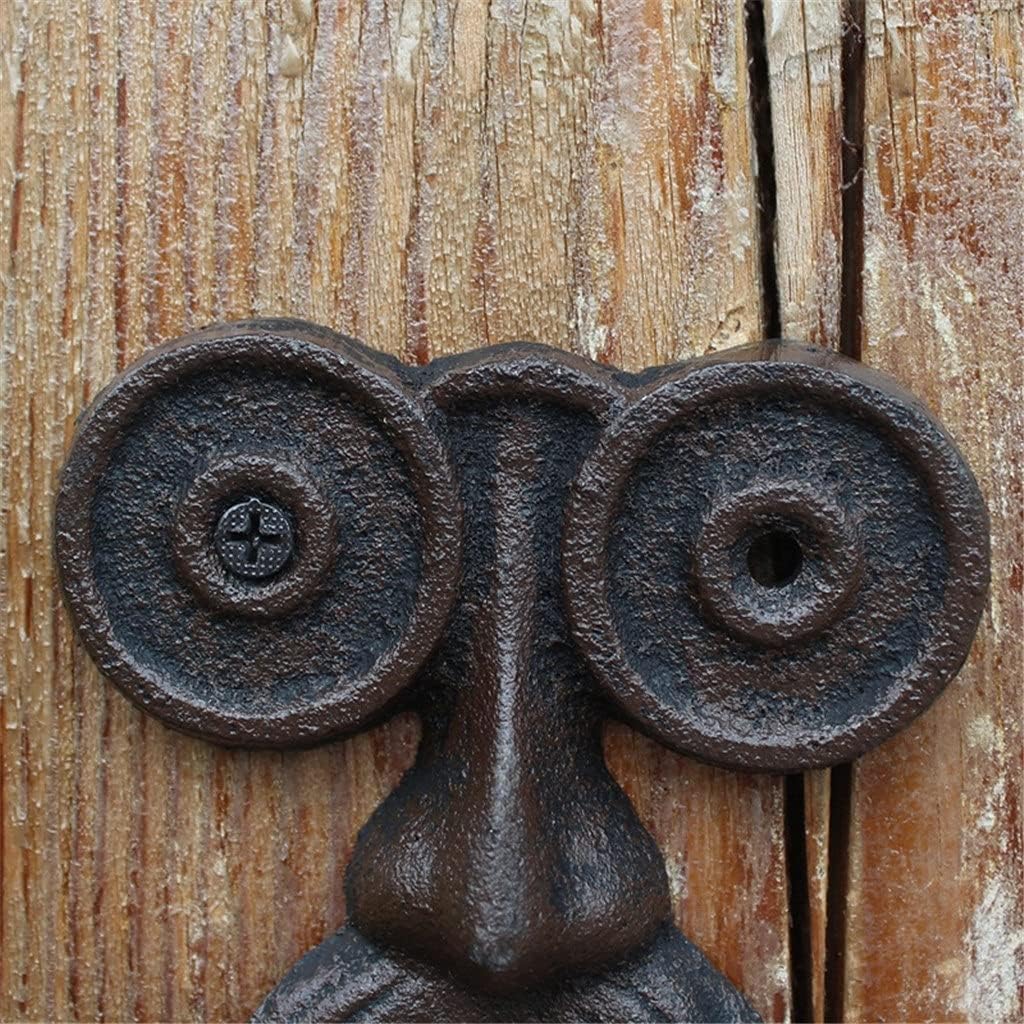 Vintage Cute Old Man with Long Mustache Design Home Garden Decor Cast Iron Wall Hook with Two Hangers