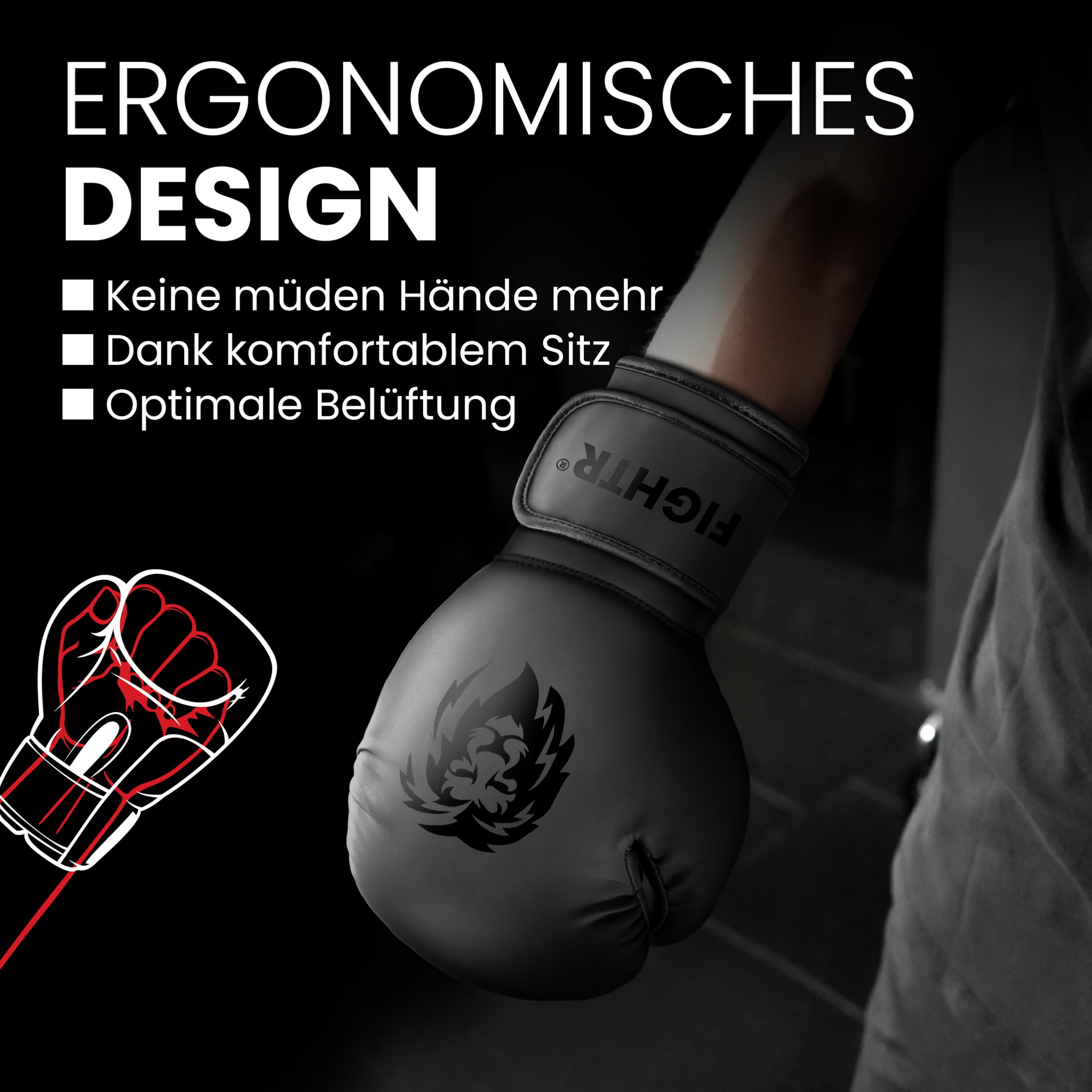 FIGHTR® Boxhandschuhe - Maximaler Schutz & Stabilität | Box Handschuhe für Boxen, MMA, Muay Thai & Kickboxen | Größen 8-16 oz, inkl. Tragetasche