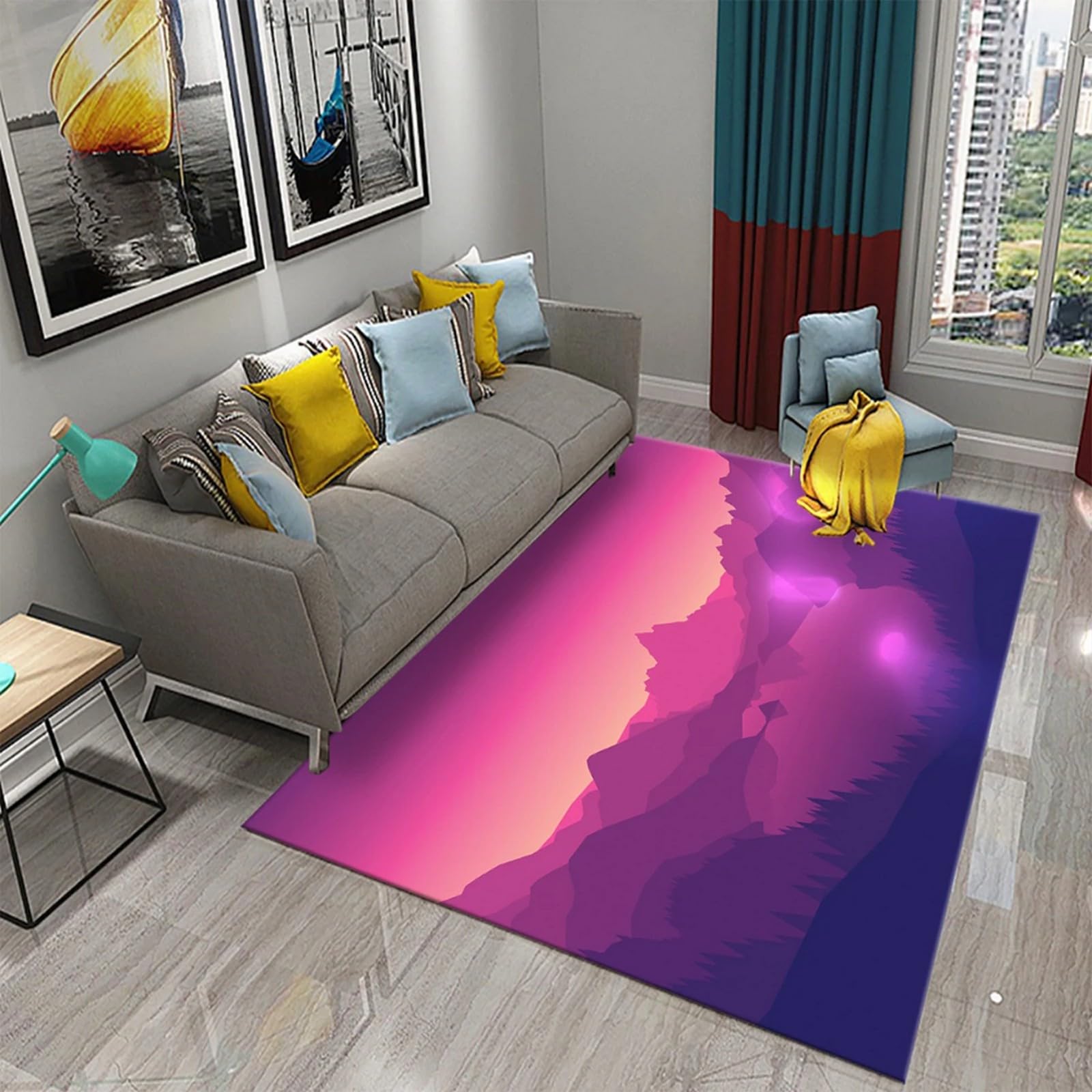 Tapis salon 3D ciel étoilé tapis antidérapant lavable porche et chambre