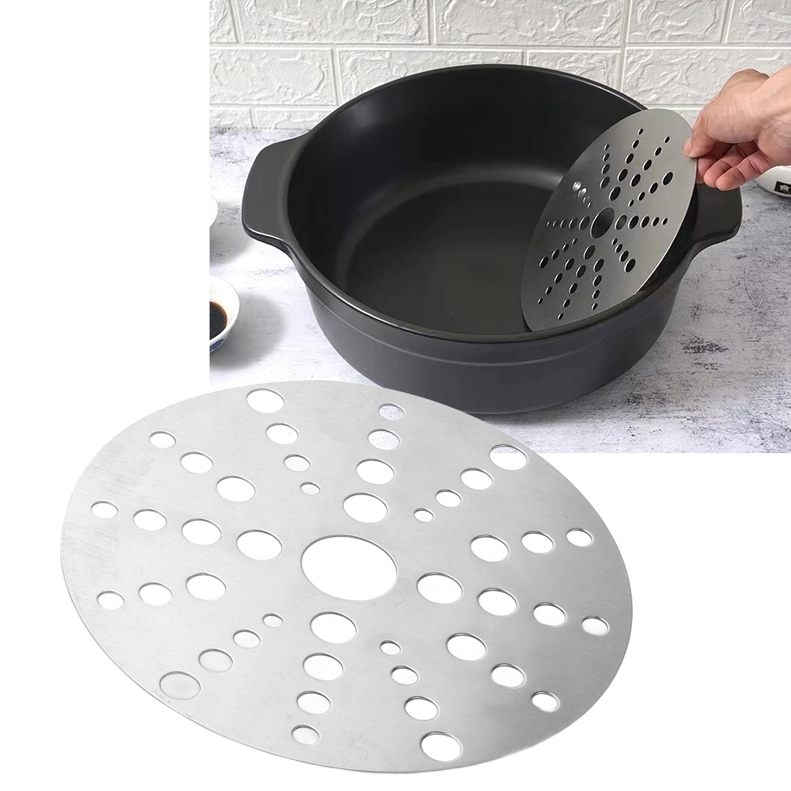 Difusor De Calor, Placa Difusora De Cocina De Inducción De Acero Inoxidable Para Estufa De Gas Placa De Guía Térmica De Disco Convertidor De Placa De Guía Térmica Protege(18CM)