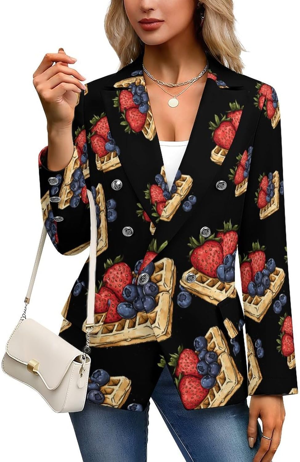 Stawberry Strawberries Sweet Food Women's Blazer Long Sleeve Suits Business Casual Blazers Jackets Lapel Open Front Suit