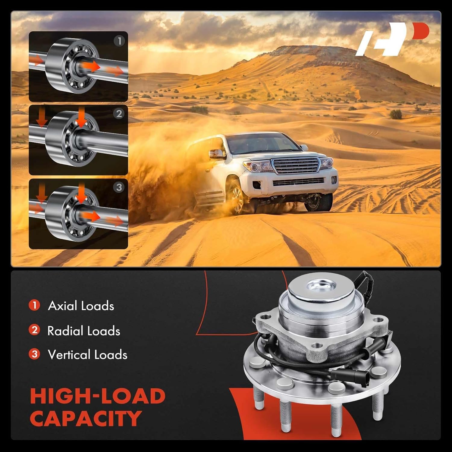 A-Premium 2 x Front Wheel Bearing and Hub Assembly with ABS & 8-Lug Compatible with Chevrolet Express 2500 3500 2018-2023, Express 4500 2018-2019 & GMC Savana 2500 3500 4500