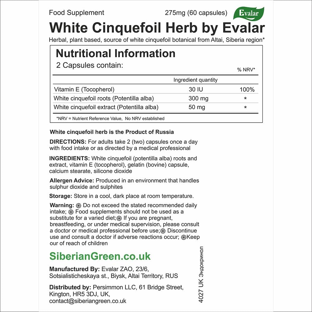 Evalar White Cinquefoil Potentilla Endokrinol Herb 60 Caps Altai Siberia - Image 5