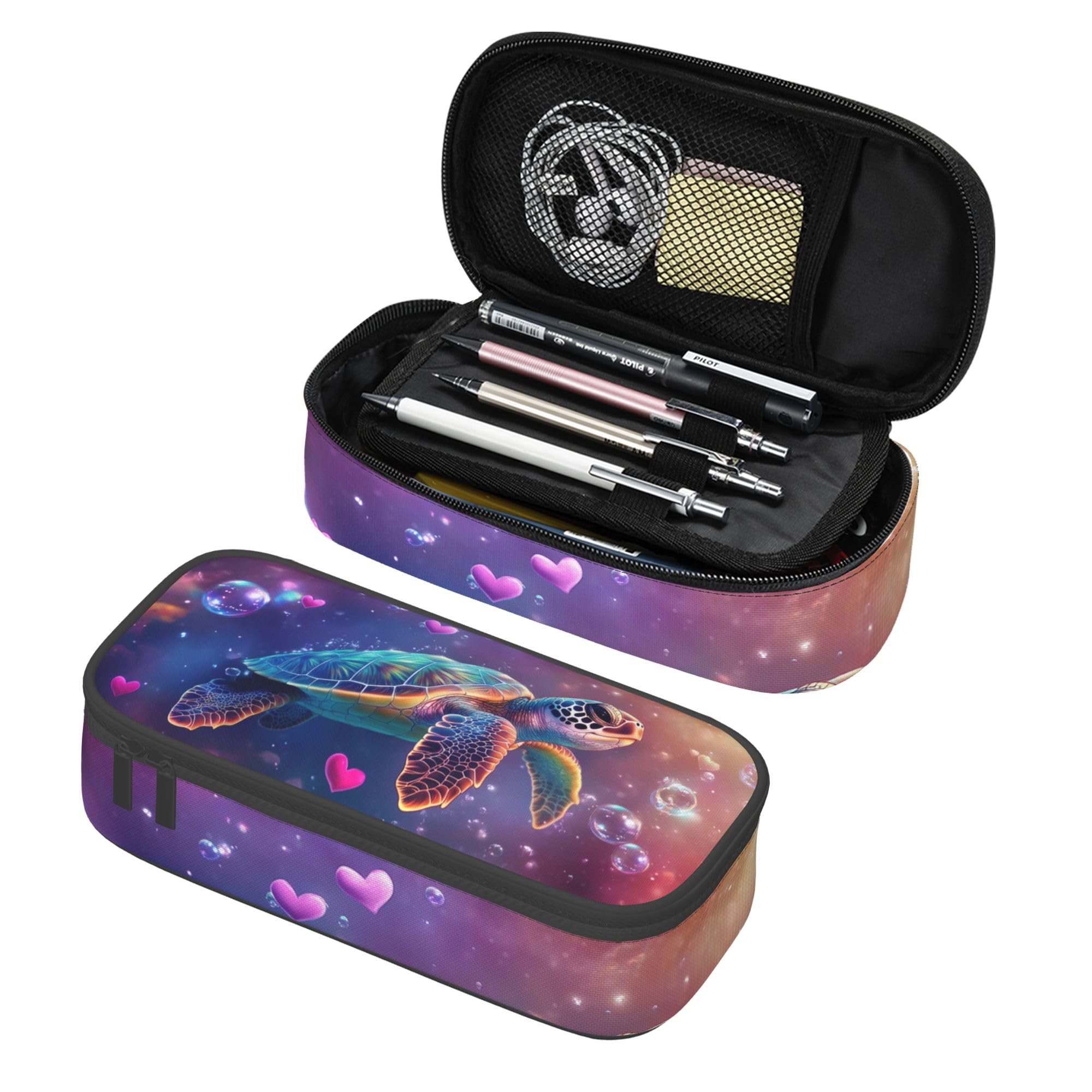 Estuche para lápices de tortuga marina de gran capacidad, estuche estético con cremallera para suministros de oficina, universidad, adultos