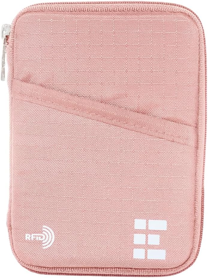 Zero Grid Single Passport Wallet - Travel Document Holder w/RFID Blocking Rose Pink
