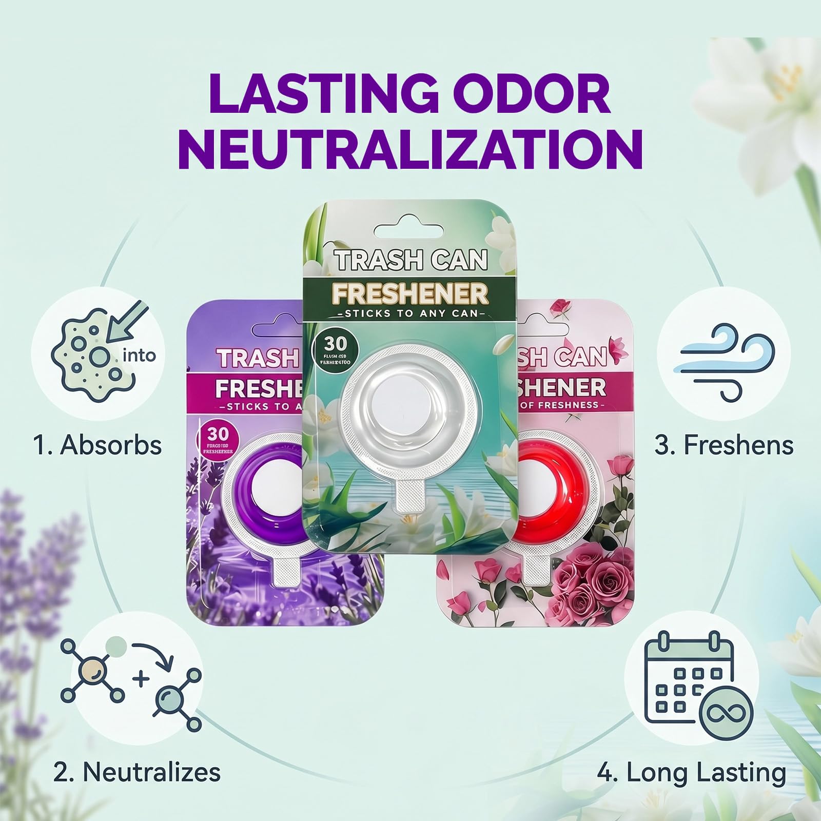 6 Pezzi Deodorante Per Bidoni, Autoadesivo e Duraturo Deodorante Pattumiera, Neutralizzatore di Odori per Bidoni Della Spazzatura,Neutralizza Efficacemente Gli odori, Facile da Applicare