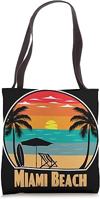 Miami Beach Florida Sunset - I Love Miami Beach Souvenir Tote Bag