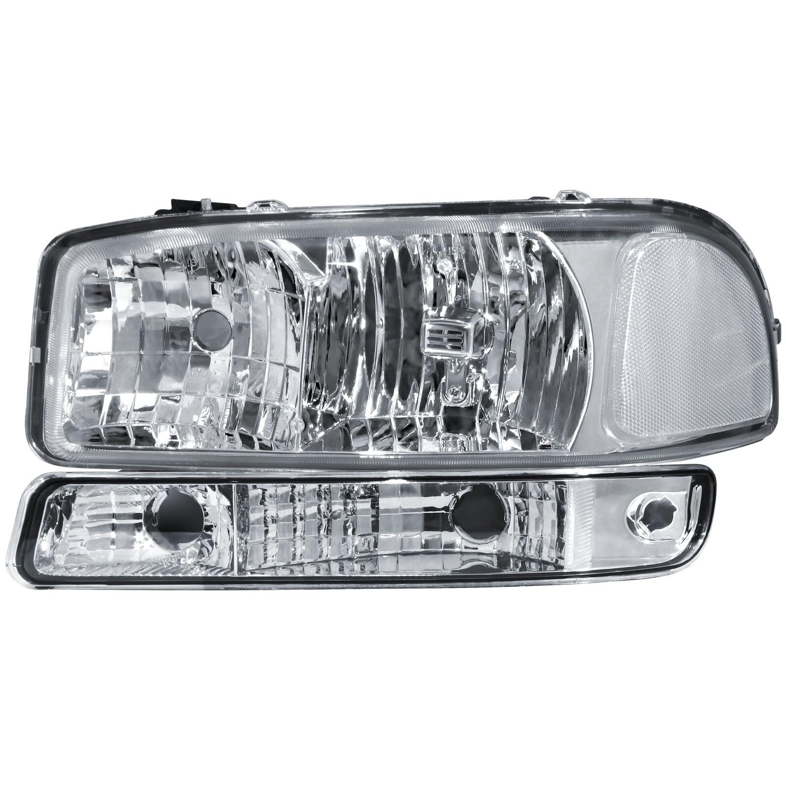 Amazon.com: QyllqbQ Pair Chrome Headlight & Bumper Lamps Front 